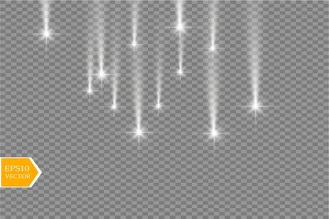 Vector rain comets isolated on transparent background. Lights. Magic concept Stock Illustration