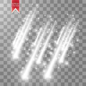 Vector rain comets isolated on transparent background. Lights. Magic concept Stock Illustration