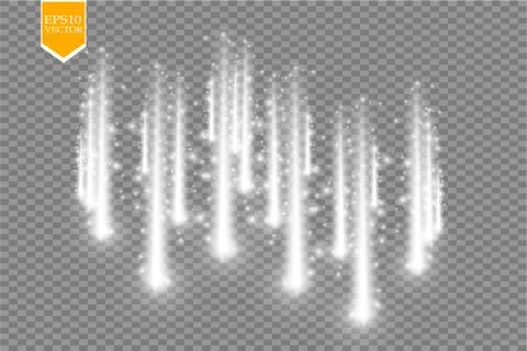 Vector rain comets isolated on transparent background. Lights. Magic concept Stock Illustration