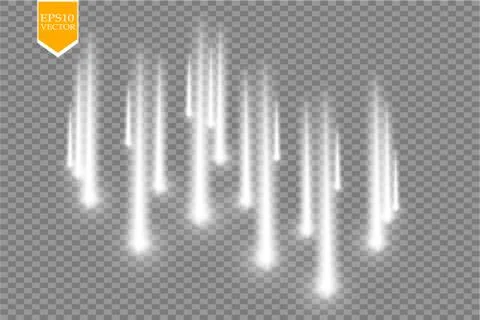 Vector rain comets isolated on transparent background. Lights. Magic concept Illustrazione stock