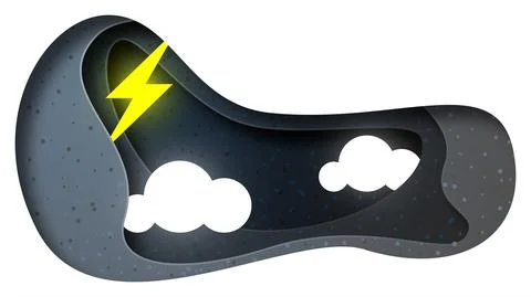 Vector rain in paper art style Stock Illustration