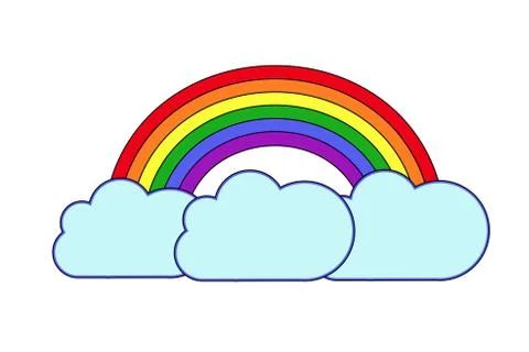 Vector rainbow and clouds white background Illustrazione stock