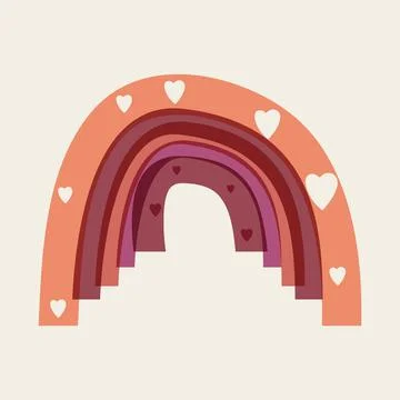 Vector rainbow cartoon icon, transparency mode, boho childish naive style Illustrazione stock