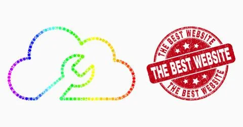 Vector Rainbow Colored Dot Cloud Wrench Icon and Scratched The Best Website S Stock Illustration