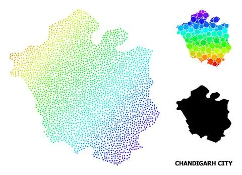 Vector Rainbow Colored Dot Map of Chandigarh City Stock Illustration