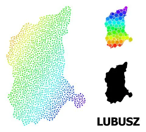 Vector Rainbow Colored Dot Map of Lubusz Province Stock Illustration