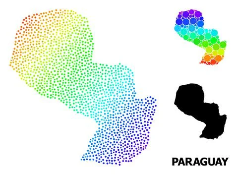 Vector Rainbow Colored Dot Map of Paraguay イラスト素材