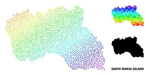 Vector Rainbow Colored Dot Map of Santa Maria Island Stock Illustration