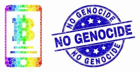 Vector Rainbow Colored Dot Mobile Bitcoin Bank Icon and Distress No Genocide Stockillustratie
