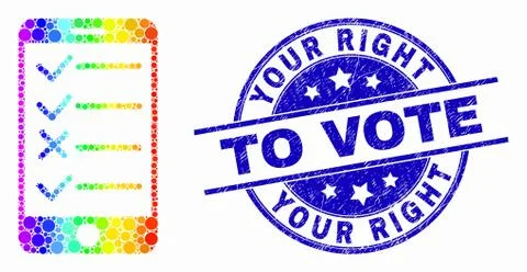 Vector Rainbow Colored Dot Smartphone Task List Icon and Distress Your Right to Stock Illustration