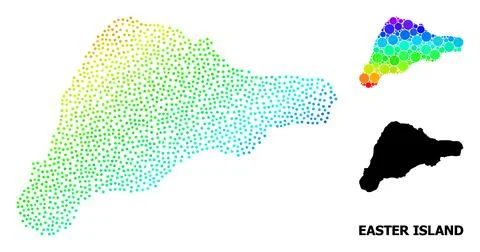Vector Rainbow Colored Dotted Map of Easter Island Stock Illustration