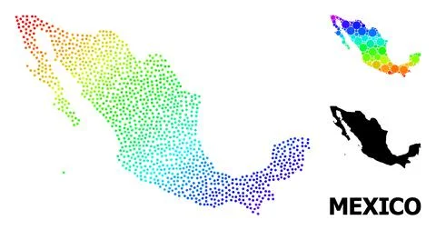 Vector Rainbow Colored Dotted Map of Mexico Stock Illustration