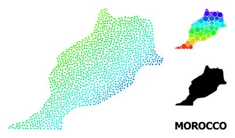 Vector Rainbow Colored Dotted Map of Morocco Illustrazione stock