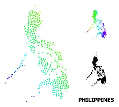 Vector Rainbow Colored Dotted Map of Philippines Stock Illustration