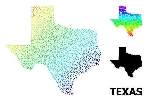 Vector Rainbow Colored Dotted Map of Texas State イラスト素材
