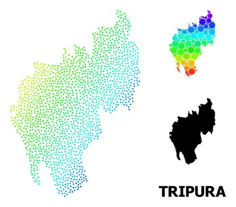 Vector Rainbow Colored Dotted Map of Tripura State 스톡 일러스트