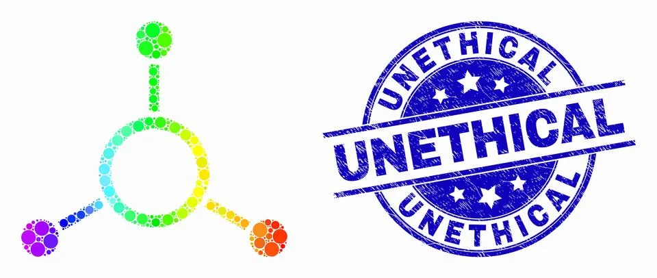 Vector Rainbow Colored Dotted Masternode Links Icon and Scratched Unethical Stock Illustration