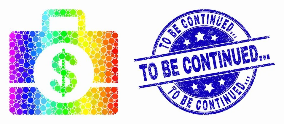 Vector Rainbow Colored Pixel Business Case Icon and Scratched To Be Continued イラスト素材
