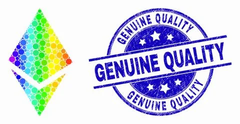 Vector Rainbow Colored Pixel Crystal Icon and Distress Genuine Quality Watermark Illustrazione stock