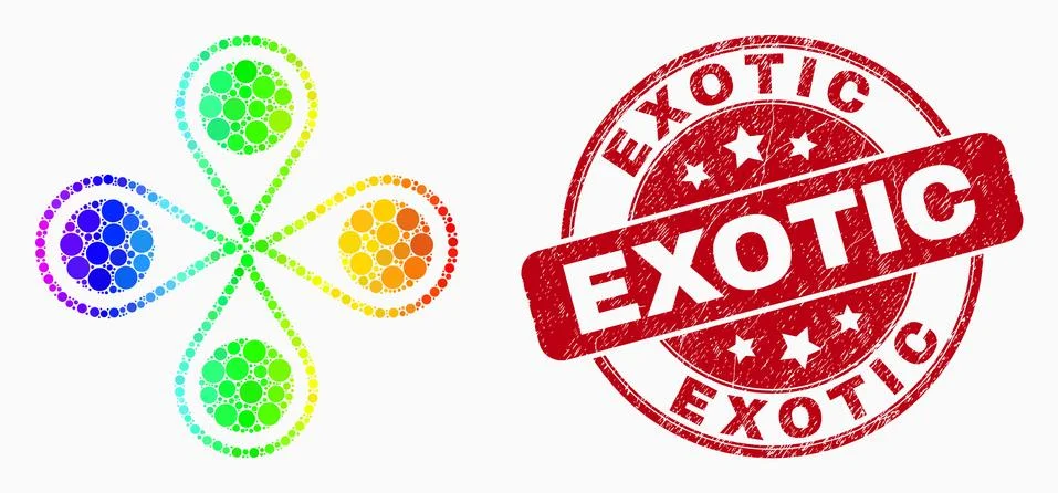 Vector Rainbow Colored Pixel Map Markers Icon and Distress Exotic Seal Stock Illustration