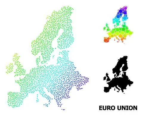 Vector Rainbow Colored Pixel Map of Euro Union イラスト素材
