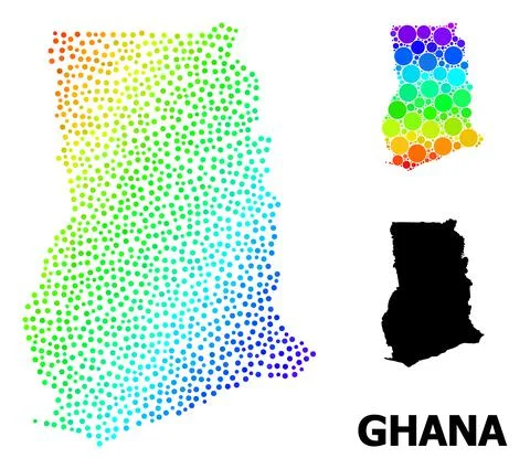 Vector Rainbow Colored Pixel Map of Ghana イラスト素材