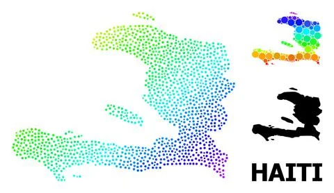 Vector Rainbow Colored Pixel Map of Haiti 스톡 일러스트