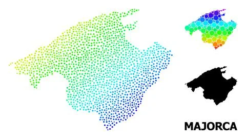 Vector Rainbow Colored Pixel Map of Majorca 스톡 일러스트
