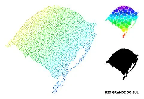Vector Rainbow Colored Pixel Map of Rio Grande Do Sul State 스톡 일러스트