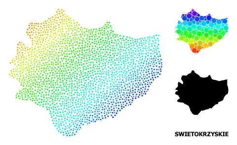 Vector Rainbow Colored Pixel Map of Swietokrzyskie Province 스톡 일러스트