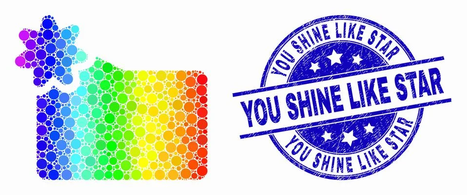 Vector Rainbow Colored Pixel New Folder Icon and Distress You Shine Like Star Stock Illustration
