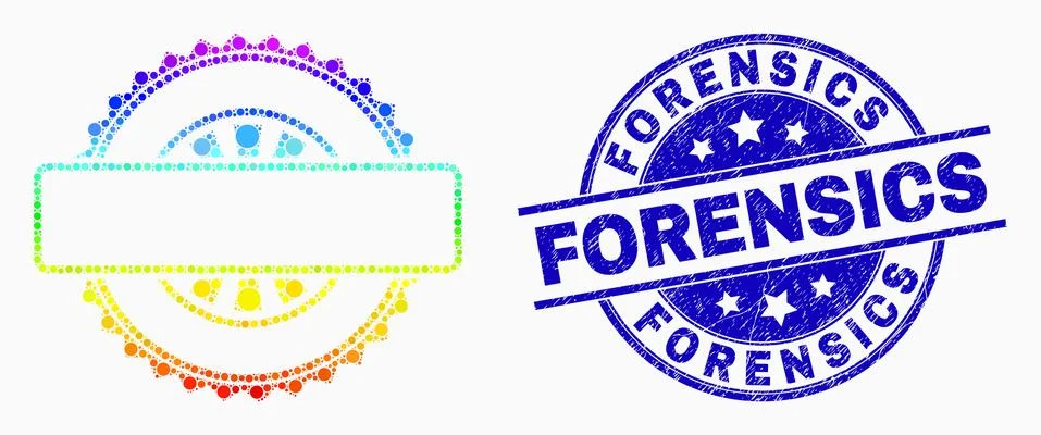 Vector Rainbow Colored Pixel Seal Stamp Template Icon and Grunge Forensics Illustrazione stock