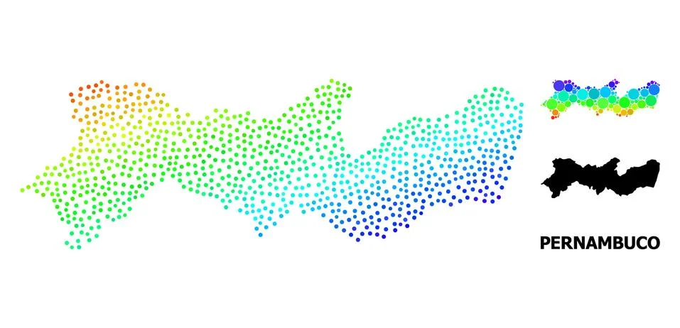 Vector Rainbow Colored Pixelated Map of Pernambuco State Ilustración de archivo