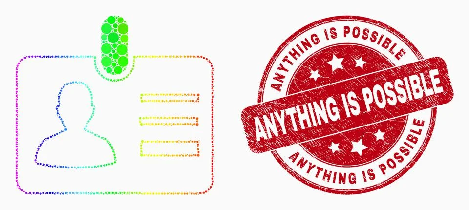 Vector Rainbow Colored Pixelated User Id Badge Icon and Distress Anything Is Stock Illustration
