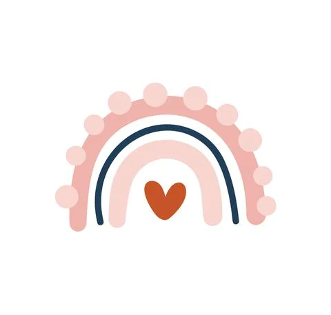 Vector rainbow heart in cartoon scandinavian style isolated on white background 스톡 일러스트