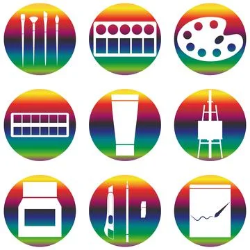 Vector rainbow Icons set arts, paintings. Gradient 스톡 일러스트