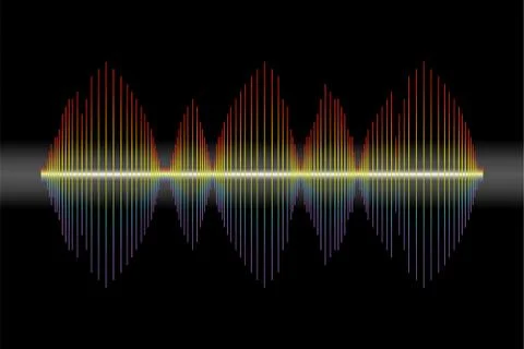 Vector Rainbow pulse player on black with neon Stock Illustration