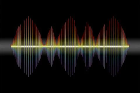Vector Rainbow pulse player on black with neon Stock Illustration