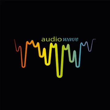 Vector Rainbow pulse player logo on black Stock Illustration