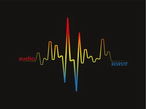 Vector Rainbow pulse player logo on black Stock Illustration