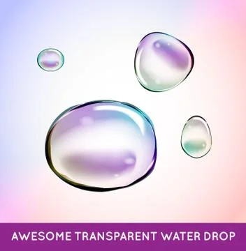 Vector Rainbow Soap Water Bubbles Set. Transparent Isolated Realistic Design  Stock Illustration