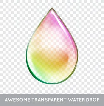 Vector Rainbow Water Drop. Transparent Isolated Realistic Design Elements. Ca Illustrazione stock