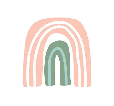 Vector Rainbow with white lines in scandinavian doodle style for kid. Cute boho Stock Illustration