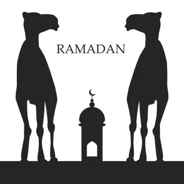 Vector Ramadan greeting with camel,  Islamic greeting card for Ramadan Kareem Stock Illustration