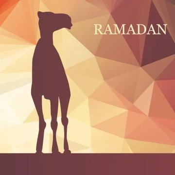 Vector Ramadan greeting with camel,  Islamic greeting card for Ramadan Kareem 스톡 일러스트