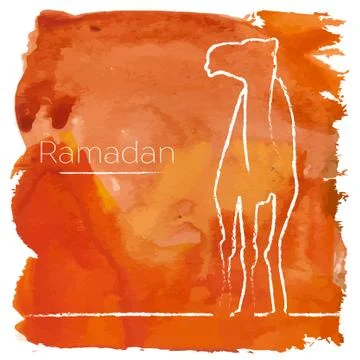 Vector Ramadan greeting with camel,  Islamic greeting card for Ramadan Kareem Stock Illustration