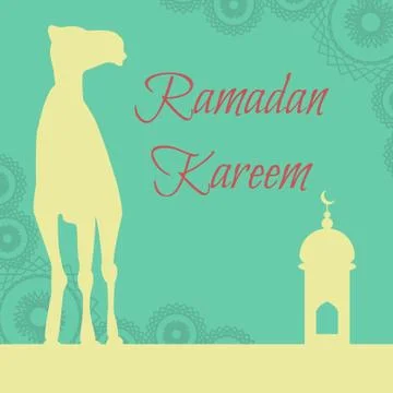 Vector Ramadan greeting with camel,  Islamic greeting card for Ramadan Kareem Stock Illustration