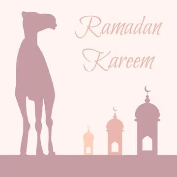 Vector Ramadan greeting with camel,  Islamic greeting card for Ramadan Kareem Stock Illustration
