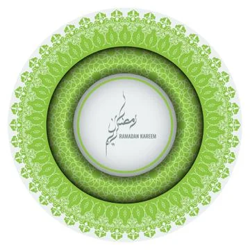 Vector Ramadan greeting ornament pattern background with circle floral border Stock Illustration