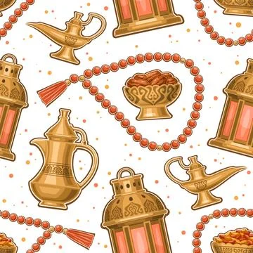 Vector Ramadan Iftar Seamless Pattern 스톡 일러스트
